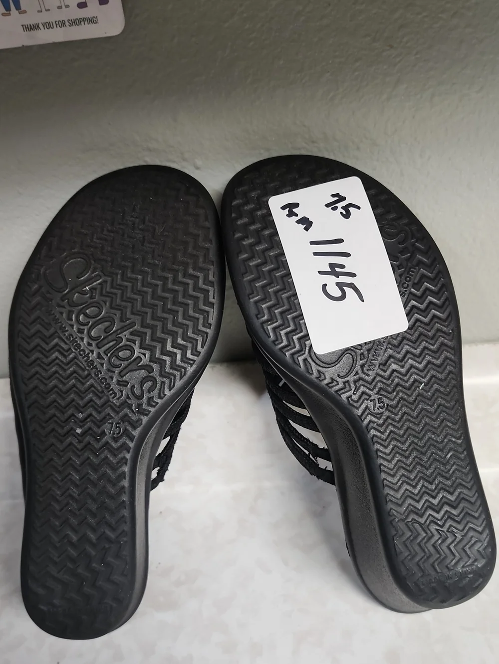 Skechers Black Wedge Slide with Crystal Accent womens 7.5 number 1145